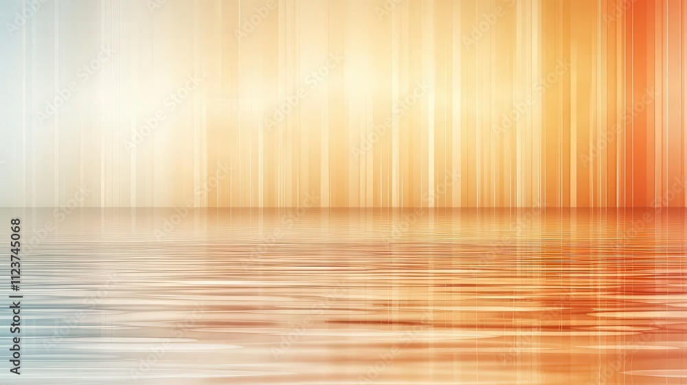 Aufkleber a serene abstract image featuring autumn soft hues blending of orange, merging with a tranquil water