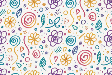 Obraz premium Colorful floral doodle seamless pattern background.