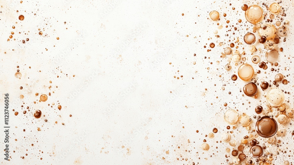 Poster a textured background featuring abstract circles and splatters in warm brown tones against a light s