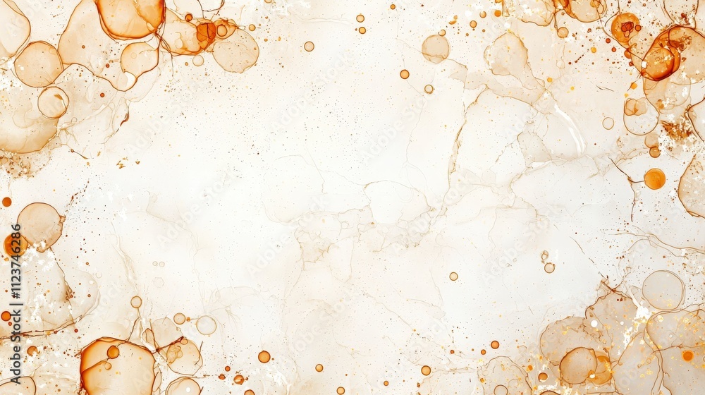 Poster a textured abstract background featuring soft beige and orange bubbles on a light surface, creating 