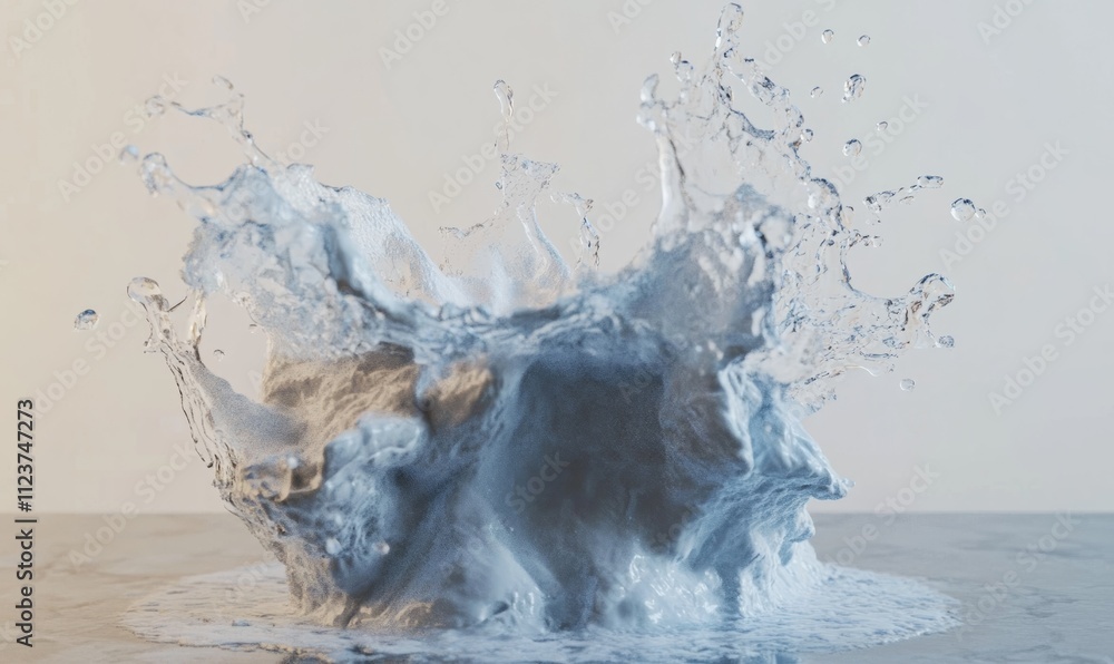 Poster dynamic 3d water splashes on light background