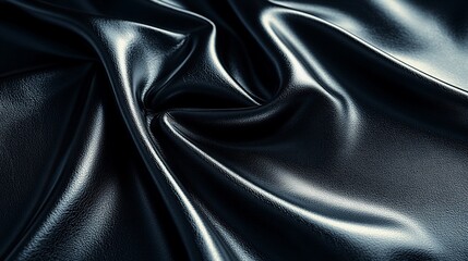 Fototapeta premium Dark gray silk fabric with elegant folds and soft light reflections.