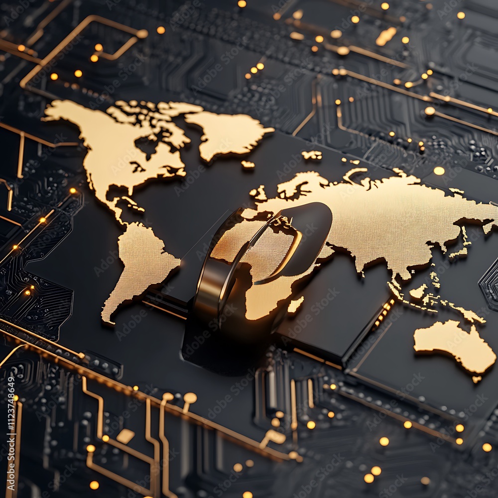 Poster secure cross border payment system portrayed in 3d digital illustration image
