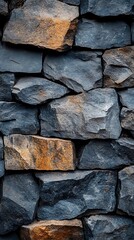 Fototapeta premium Textured rustic stacked stone wall high resolution wallpaper