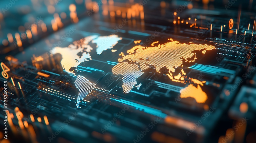 Poster secure digital cross border payment system rendered in 3d creative visuals image