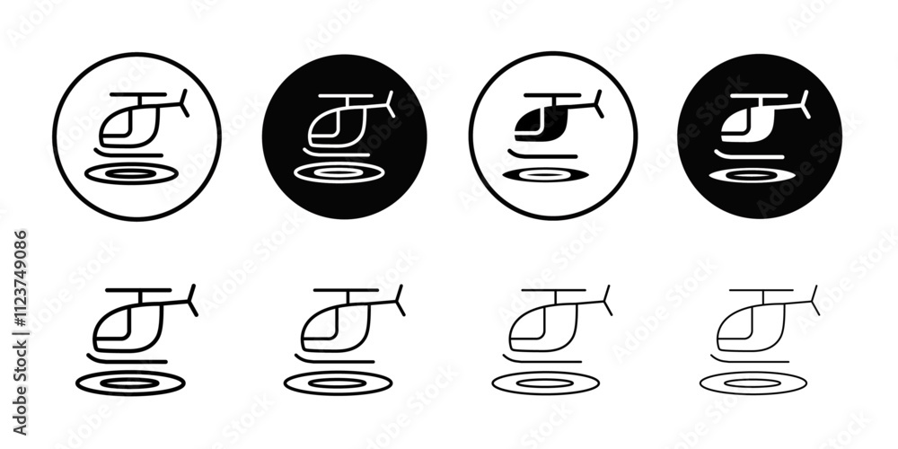 Poster helicopter helipad icon web design in vector