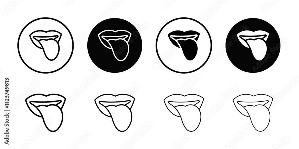 Poster mouth sticking tongue out icon web design in vector