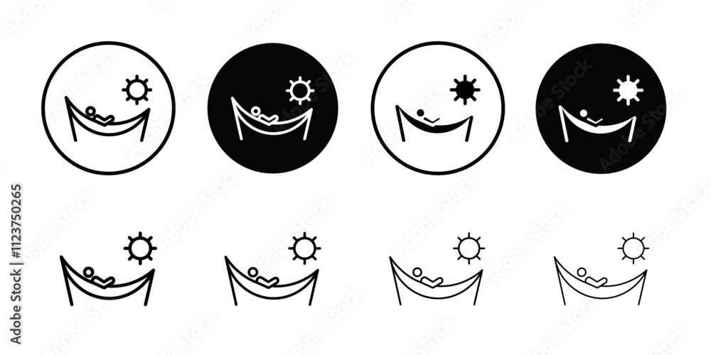 Aufkleber Person relaxing on hammock icon web design in vector