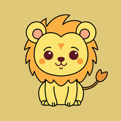 Minimalist digital drawing cute lion
