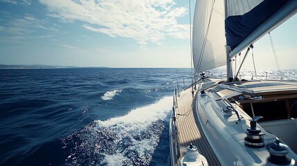 Obraz premium Blue waters home to sailing yachts creating speed adventure stories image