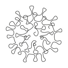 Virus continuous one line drawing. Dangerous disease 2019. Pandemic vector illustration. Minimalist style. Medical outline art. Viral.