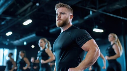 High-intensity interval training with fitness expert gym workout session energetic environment motivational viewpoint