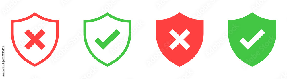 Aufkleber Shield check mark icon or security shield protection icon with tick symbol