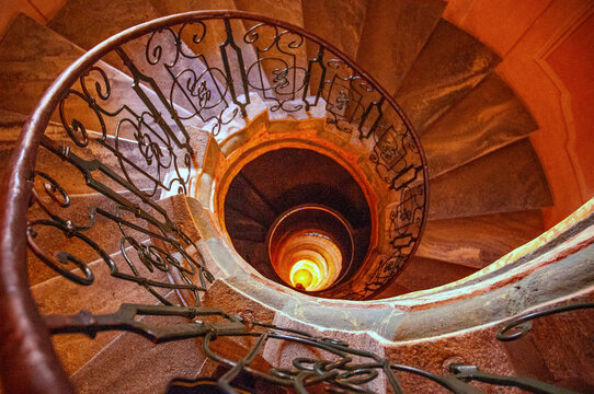 Circular Staircase in Historic Melk Abbey in Wachau Valley, Austria