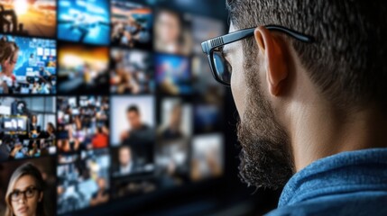 Media analyst social media trends for global entertainment company in a modern office environment