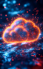 Obraz premium A glowing cloud with red and blue colors. The cloud is surrounded by a blue and red background