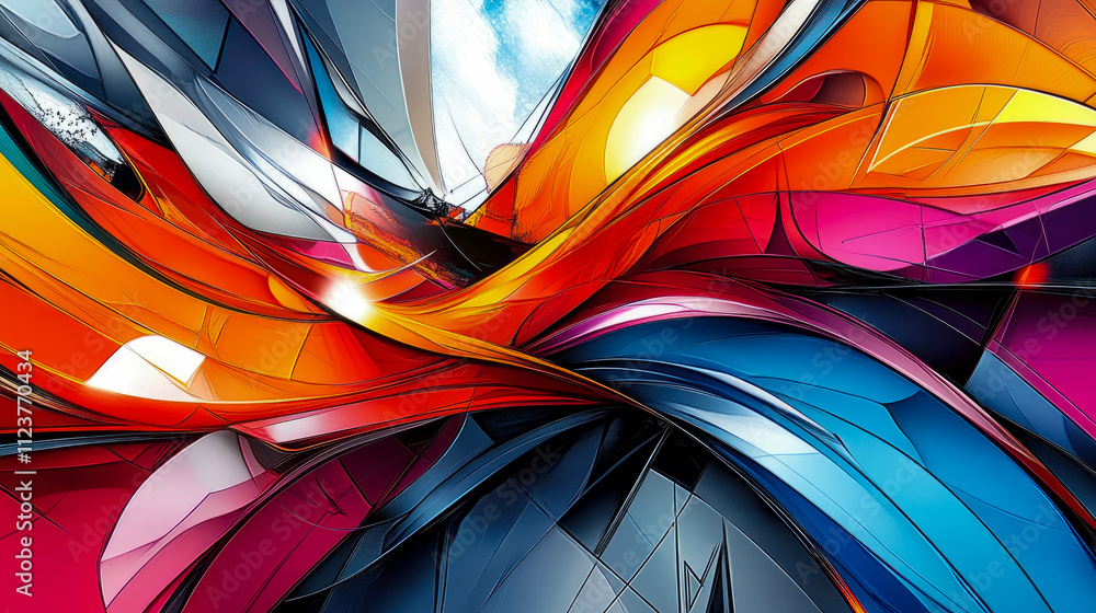 Aufkleber swirling patterns create a vibrant abstract design filled with rich colors and fluid shapes, evoking