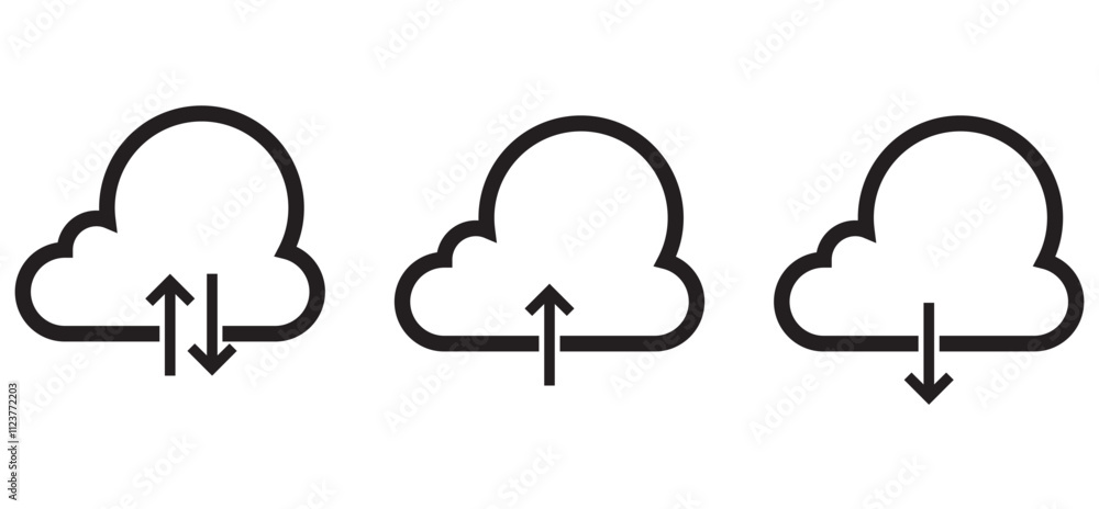 Poster cloud download flat icon, database connection vector design illustration.