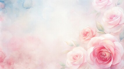 Obraz premium Delicate watercolor roses on soft pastel background