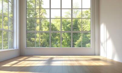 Fototapeta premium Modern Minimalist Room with Large Window and Natural Light