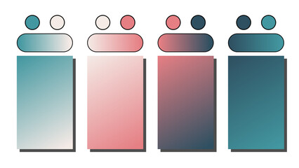 Set of vector gradient background. Cover set design with Teal Green, Ivory, Coral, Misty Blue color. Beautiful abstract gradient for covers, wallpapers, branding, business cards. Vector illustration