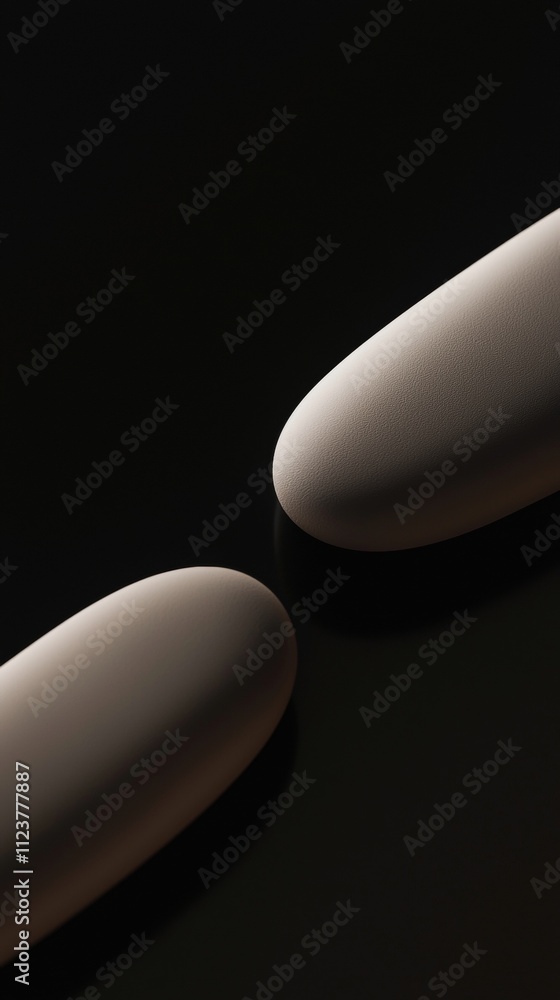 Aufkleber two smooth, elliptical shapes are placed on a dark background, creating a minimalist and abstract co