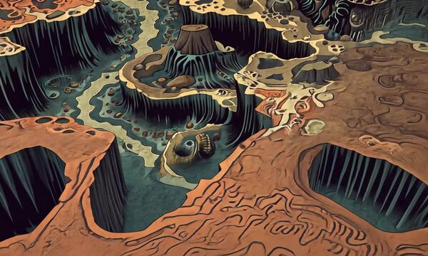Detailed fantasy isometric dungeon map for RPGs