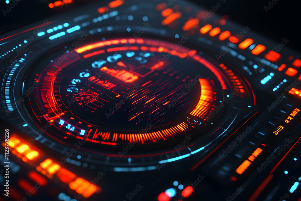 Poster futuristic hud interface with digital data and chemical symbols.