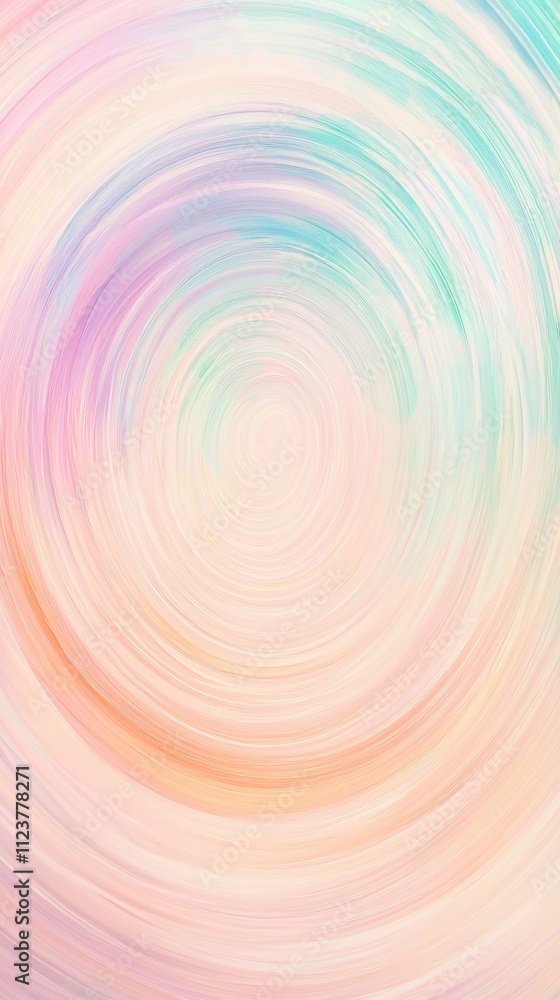 Poster pastel-colored swirls converging towards the center create a soft, dreamy, and abstract background, 