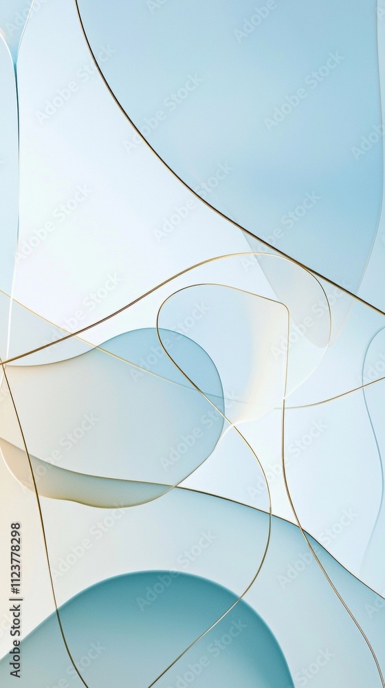 Poster abstract background featuring flowing golden lines interwoven with soft, translucent shapes in shade