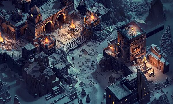 Magical fantasy map with isometric perspective