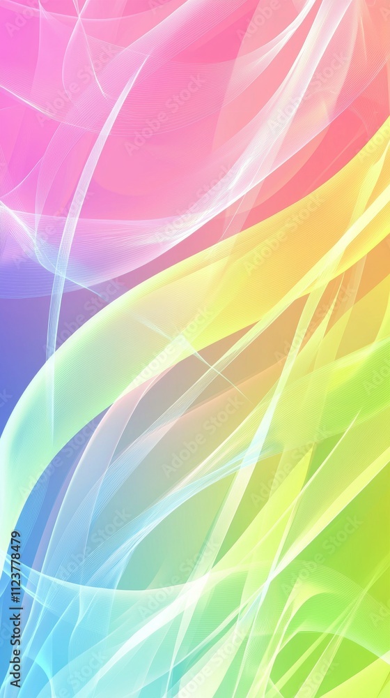 Poster smooth pastel rainbow colors blending together creating a beautiful abstract background with flowing