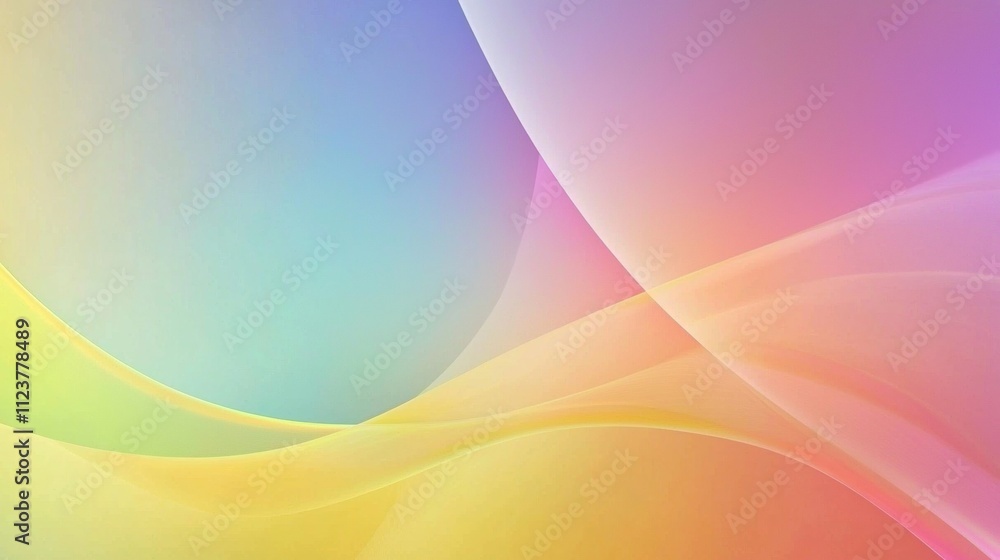 Poster smooth curves and gradients blending together, forming an abstract design with a soothing pastel col
