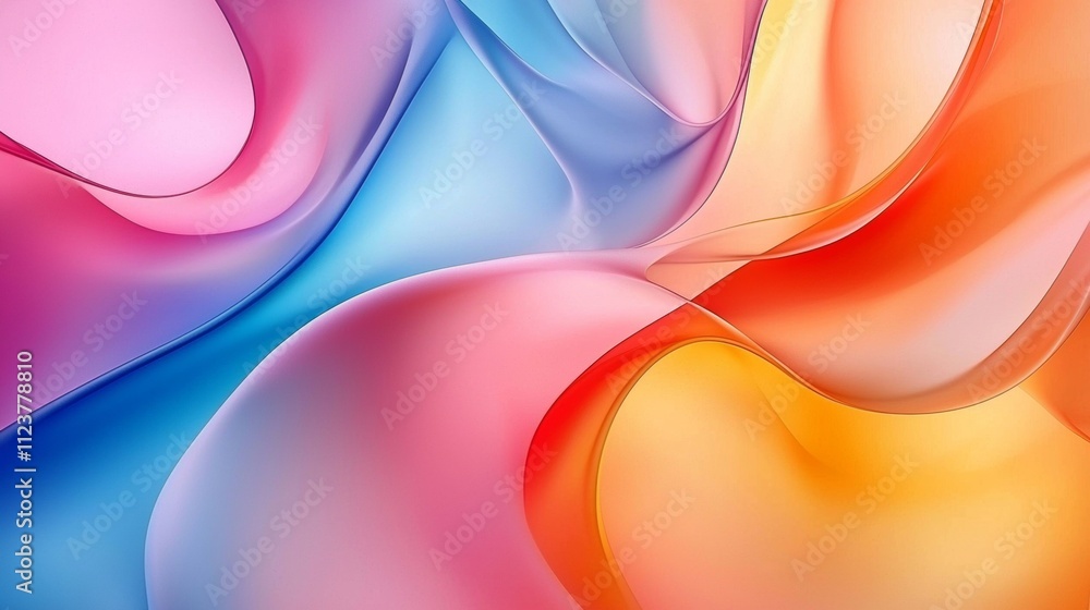 Poster smooth, undulating waves of vibrant colors intertwine and blend seamlessly, creating a mesmerizing a