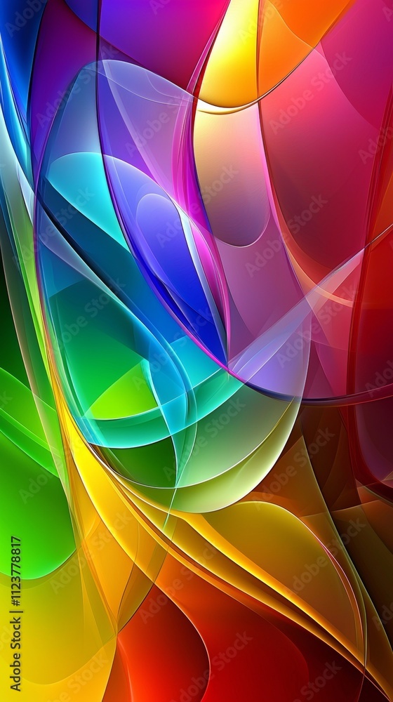 Poster intertwined abstract waves in vibrant colors create a dynamic and visually captivating design, blend