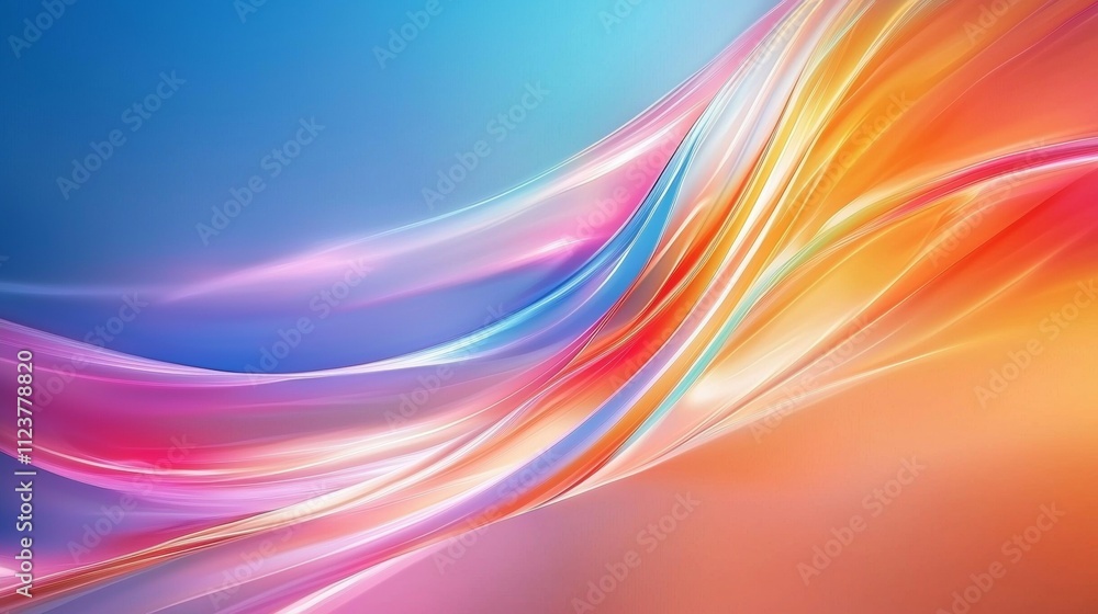 Poster Smooth colorful waves flowing and blending together, creating a vibrant and dynamic abstract background design with a gradient color scheme