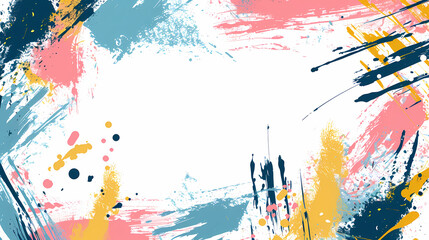 Abstract colorful paint splatter frame background.