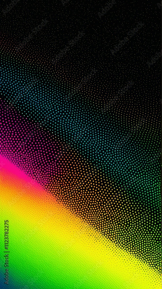 Poster abstract colorful dot pattern on black background with vibrant gradient