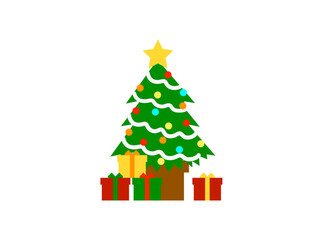 シンプルなクリスマスツリーとプレゼントA：白モール