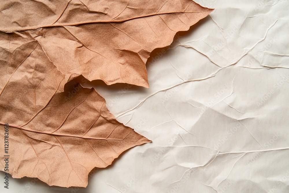 Aufkleber dry leaves resting on crumpled paper create a natural contrast in a minimalist setting reflecting au
