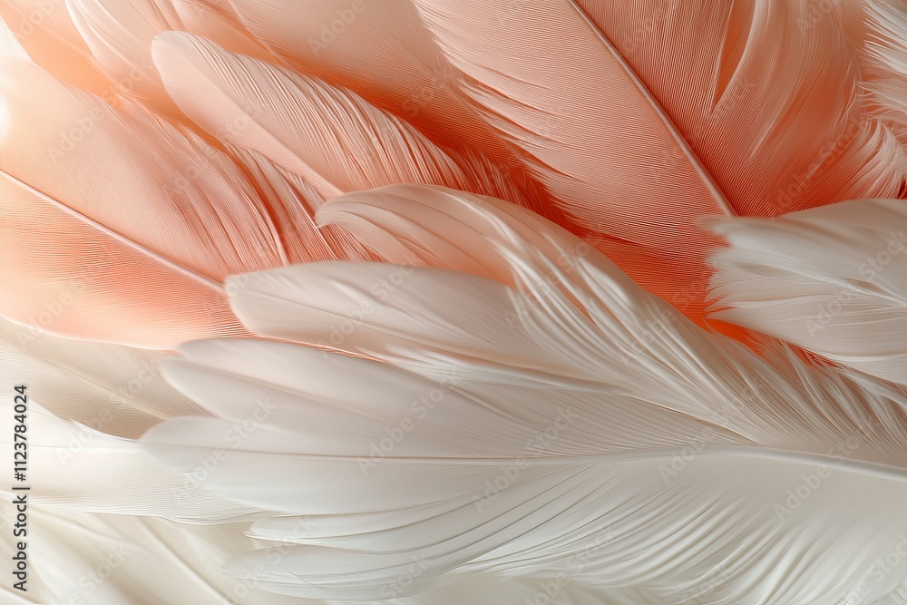 Poster delicate composition of soft pink and white feathers close up in natural light displaying texture an