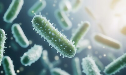 Fototapeta premium Microscopic view of bacteria. AI.