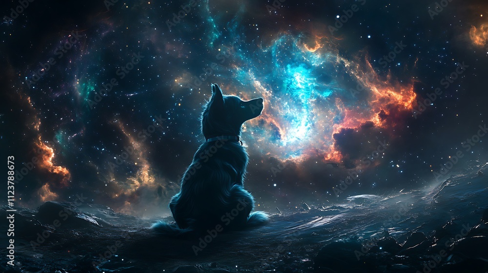 Poster dog floating in outer space exploring the vast unknown picture