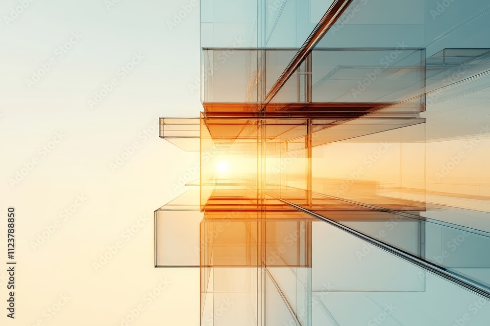 Aufkleber modern architectural design creating a striking effect as sunlight gleams through glass structures a