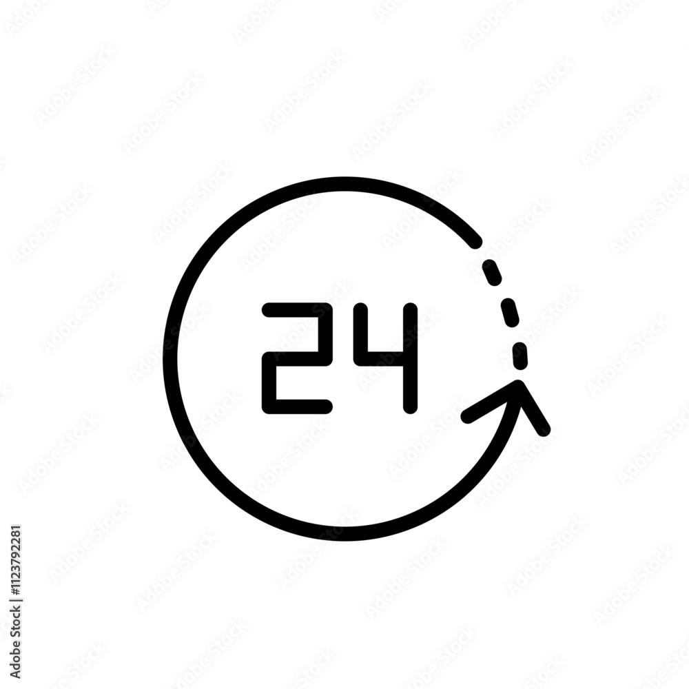 Aufkleber 24 Hour time icon Outline vector for web ui