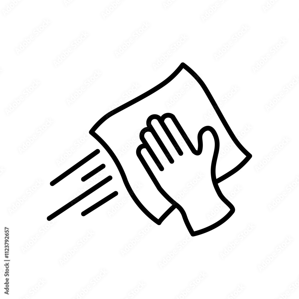 Aufkleber cleaning cloth icon outline vector for web ui