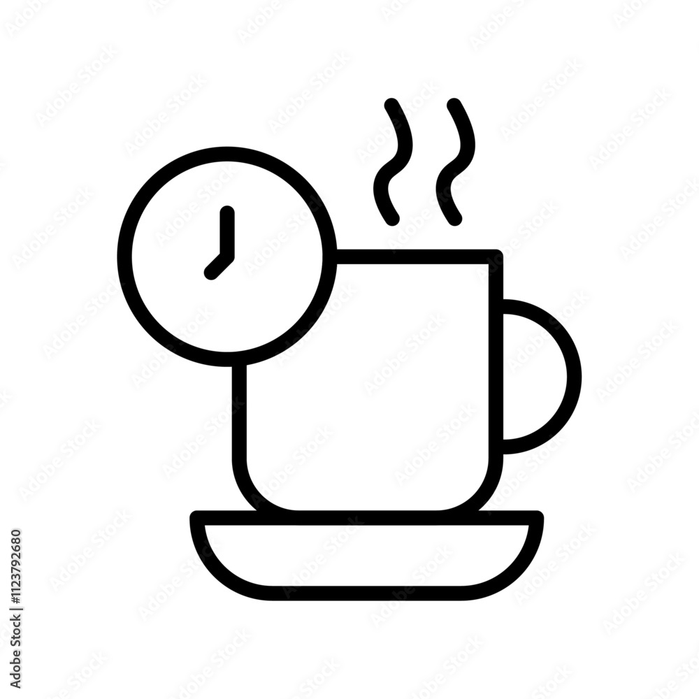 Poster coffee time icon outline vector for web ui