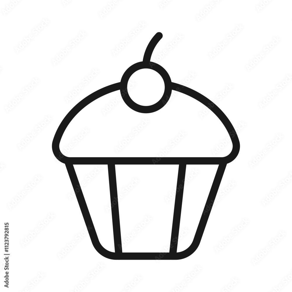 Poster Cupcake icon Outline vector for web ui