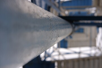 Metal pole in a blue structure