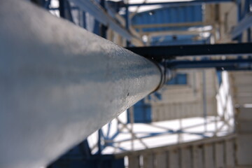 Metal pole in a blue structure